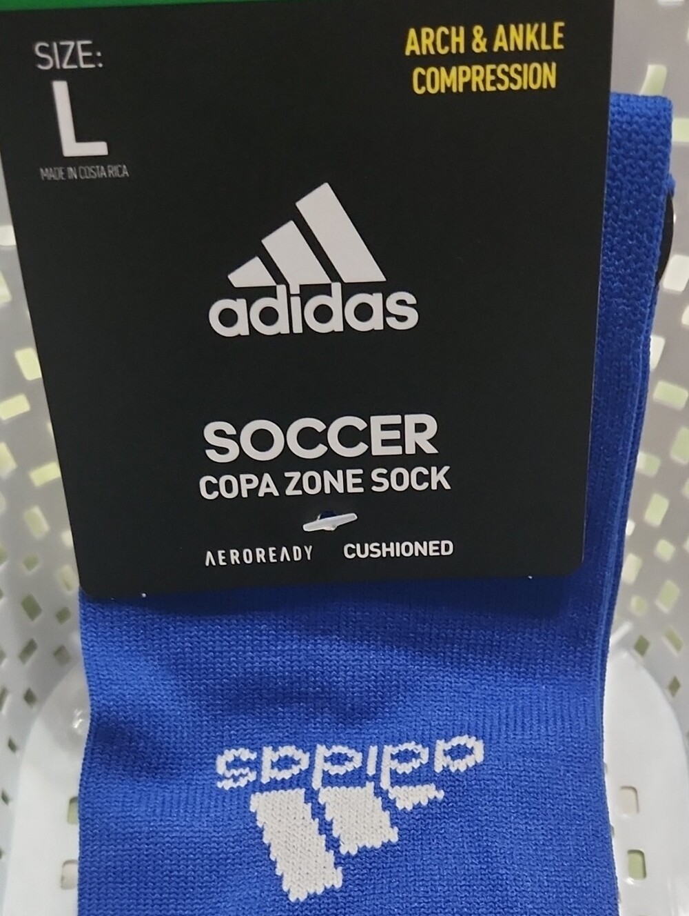 Adidas Blue Soccer Copa Zone Athletic Socks with White Logo L